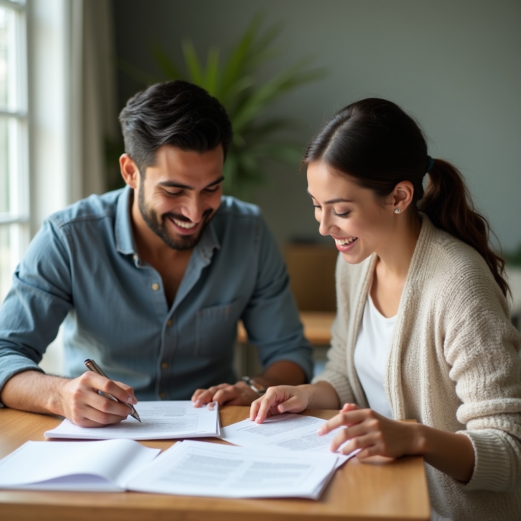Two wellness educators reviewing training material together at a table